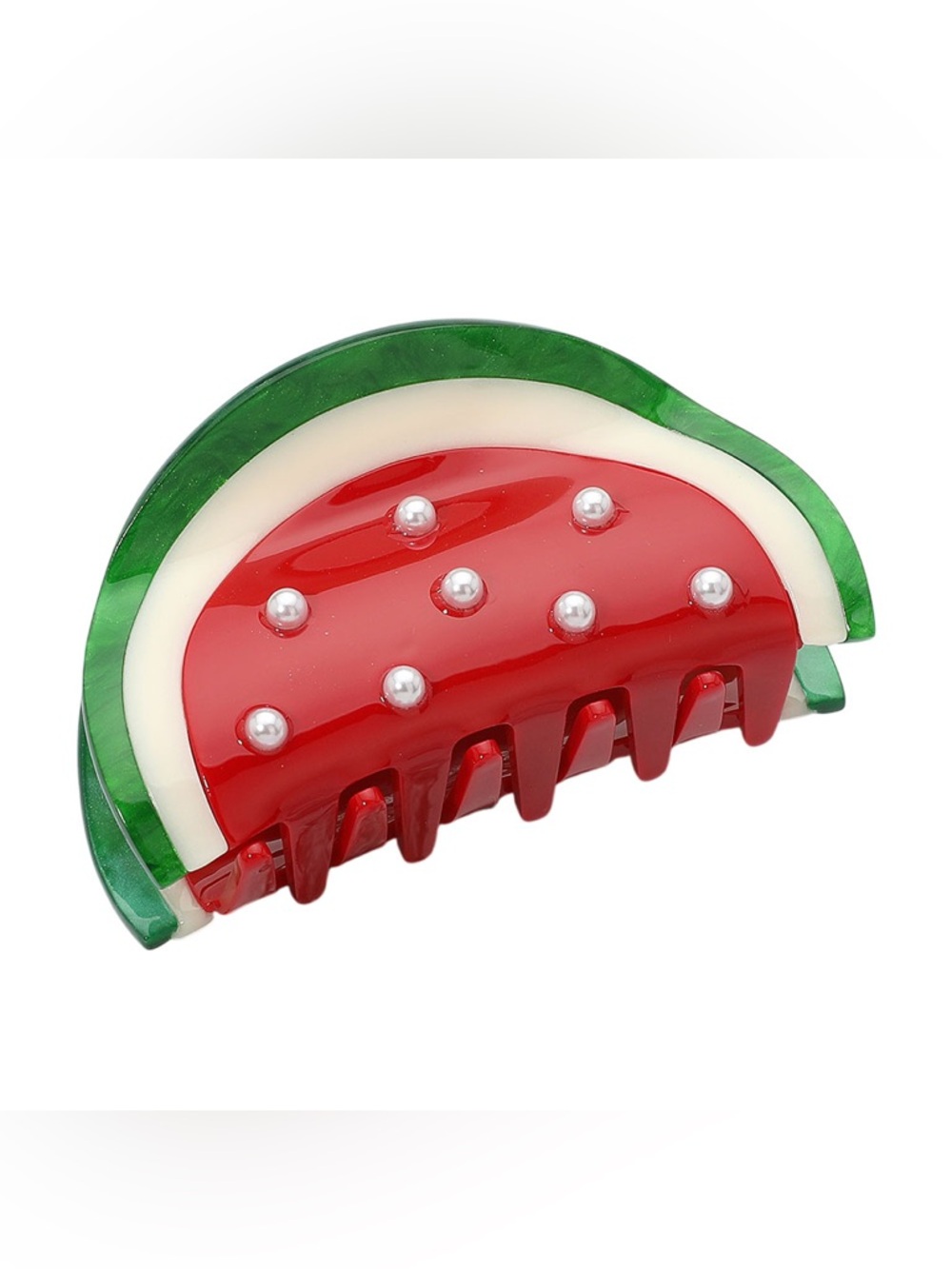 Watermelon Hair Claw Clip with Pearl Embellishment - Picture 3 of 3